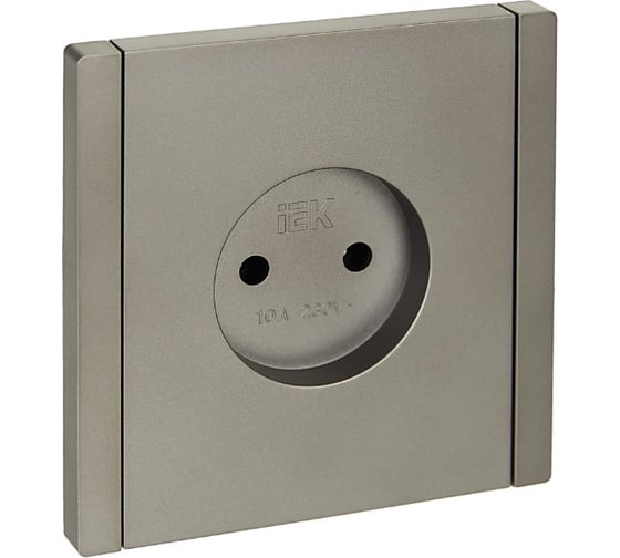 Изображение товара Розетка IEK FORTEPIANO без заземления, без защитных шторок, винтовое крепление, 10А FP518 сталь FP-R10-10-K46