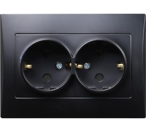 Изображение товара Розетка Smartbuy двойная с заземлением 16A черная "Вега" SBE-08b-16-S2-Z