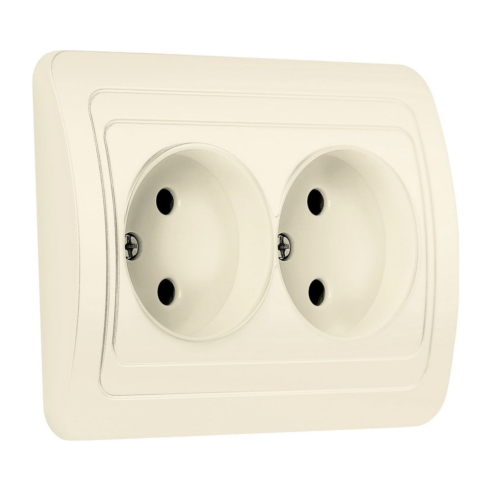 Изображение товара Розетка Smartbuy 2-местная без заземления 10А бежевая, керамика "Марс" SBE-02i-10-S2-N-c