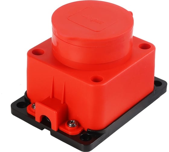 Изображение товара Розетка Smartbuy настенная с защитной крышкой каучуковая 230В, 2P+PE, 16A, IP44, красная SBE-16-1-00-Rr