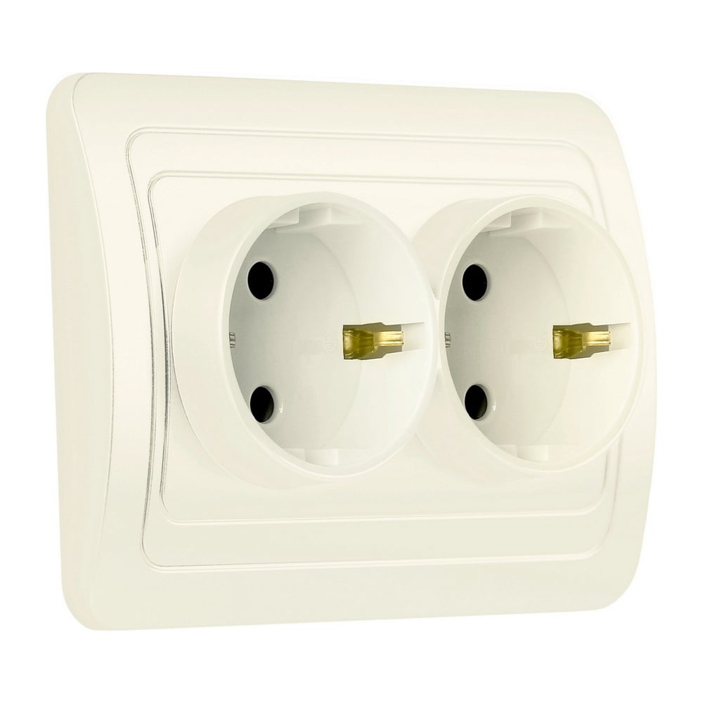 Изображение товара Розетка Smartbuy 2-местная керамика Марс 16А бежевая