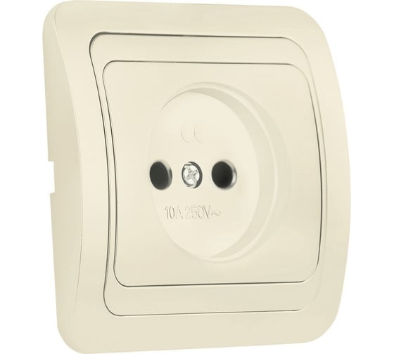 Изображение товара Розетка Smartbuy 1-местная без заземления 10А бежевая, керамика "Марс" SBE-02i-10-S1-N-c