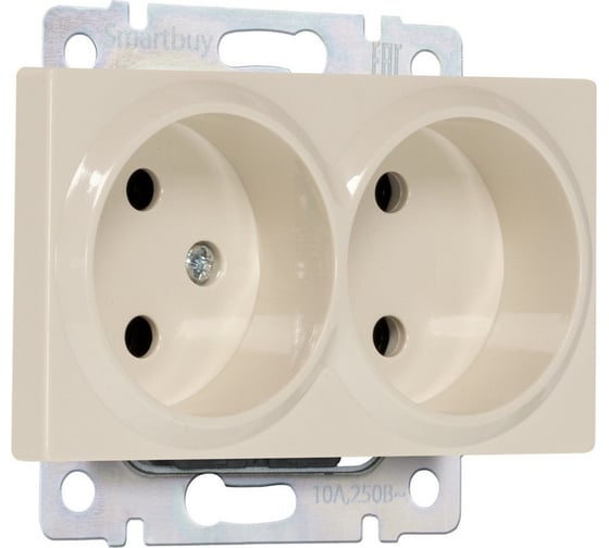Изображение товара Розетка Smartbuy двойная без заземления бежевая "Нептун" SBE-05i-10-S2-N