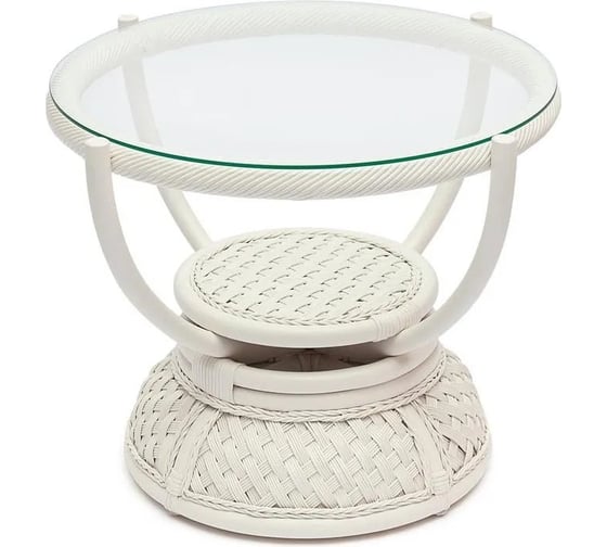 Изображение товара Столик кофейный Tetchair Andrea ротанг, D60x50 см, TCH White белый 10171