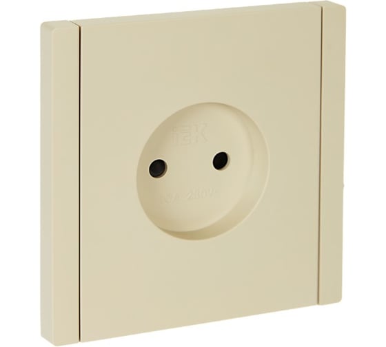 Изображение товара Розетка IEK FORTEPIANO без заземления, с защитными шторками, винтовое крепление, 10А FP417 ваниль FP-R13-10-K10
