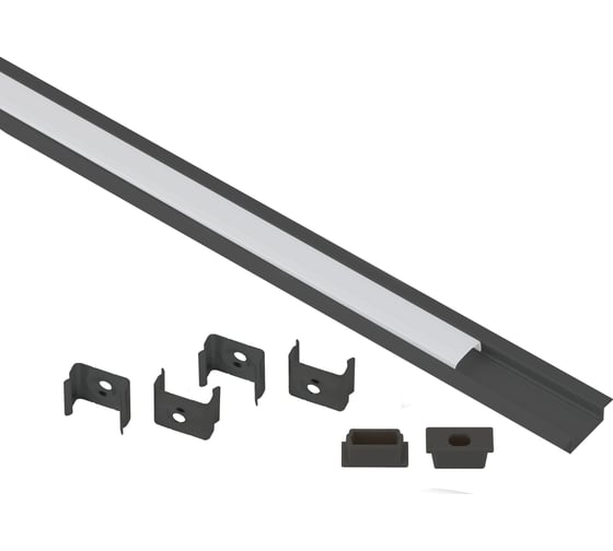 Изображение товара Комплект с врезным анодированным профилем ЭРА 2206B 22x6мм, 2м, черный САВ251 Б0062792