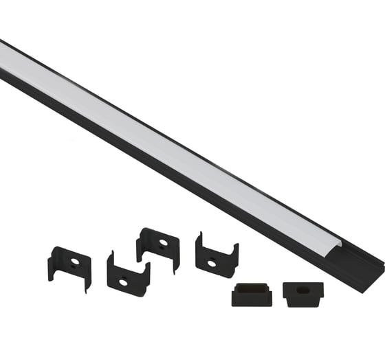 Изображение товара Комплект с накладным анодированным профилем ЭРА 1506B 15x6мм, 2м, черный САВ262 Б0062817