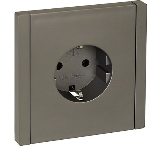 Изображение товара Розетка IEK FORTEPIANO с заземлением, без защитных шторок, винтовое крепление, 16А FP516 сталь FP-R11-16-K46