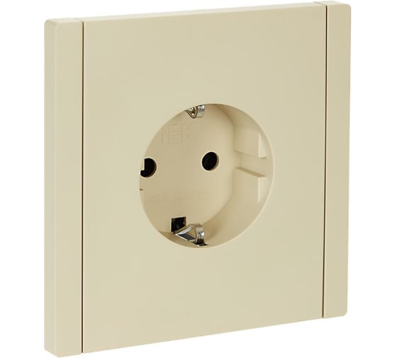 Изображение товара Розетка IEK FORTEPIANO с заземлением, без защитных шторок, винтовое крепление, 16А FP416 ваниль FP-R11-16-K10