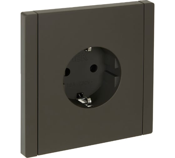 Изображение товара Розетка IEK FORTEPIANO с заземлением, без защитных шторок, винтовое крепление, 16А FP316 серый FP-R11-16-K03
