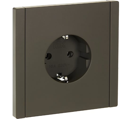 Изображение товара Розетка IEK FORTEPIANO с заземлением, без защитных шторок, безвинтовое крепление, 16А FP314 серый FP-R11-16-1-K03