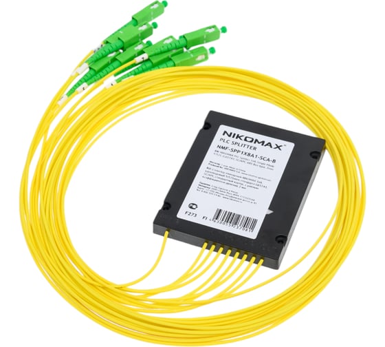Изображение товара Планарный сплиттер NIKOMAX 1x8, одномодовый, G.657.A1, SC/APC, стандартный корпус, 2 мм NMF-SPP1X8A1-SCA-B