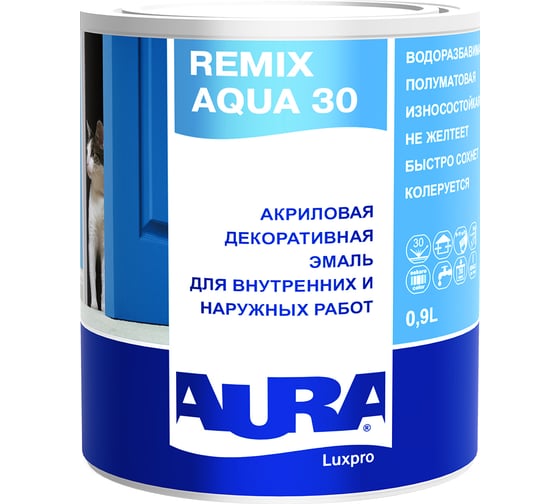 Изображение товара Эмаль Aura Luxpro Remix Aqua 30 0,9л K0229