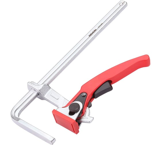 Изображение товара Цельнометаллическая рычажная струбцина для направляющих шин REKON RFG3-200-60 с храповиком 058403