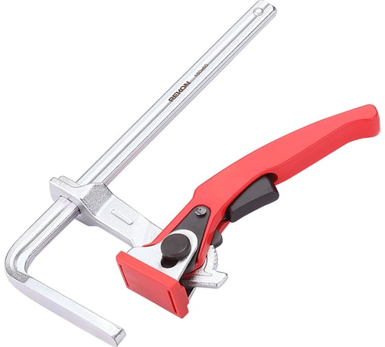 Изображение товара Цельнометаллическая рычажная струбцина для направляющих шин REKON RFG3-160-60 с храповиком 058402