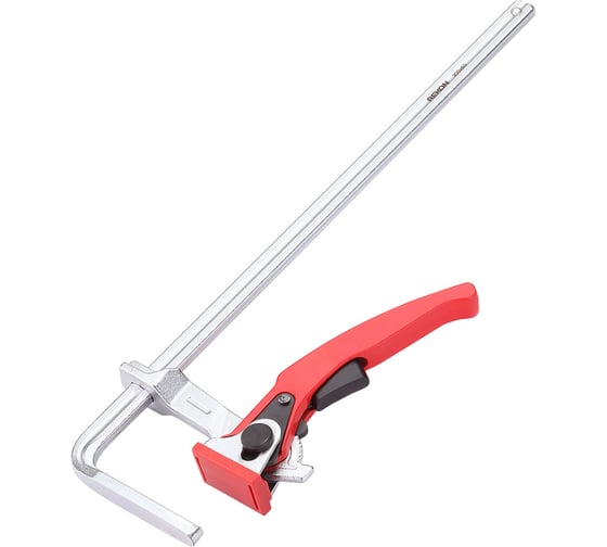 Изображение товара Цельнометаллическая рычажная струбцина для направляющих шин REKON RFG3-300-60 с храповиком 058404