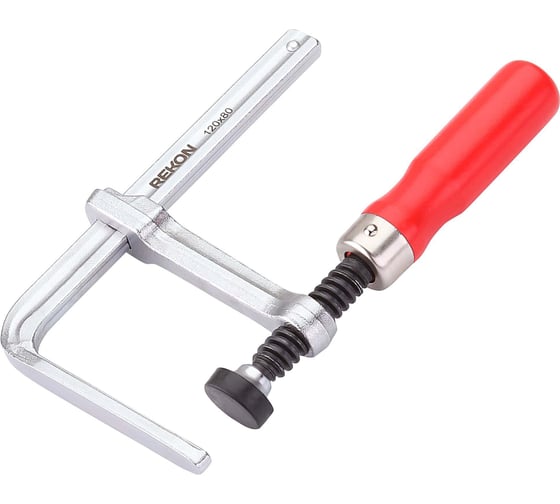 Изображение товара Цельнометаллическая струбцина для направляющих шин REKON RFG6-120-80 с деревянной рукояткой 058505