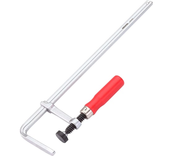 Изображение товара Цельнометаллическая струбцина для направляющих шин REKON RFG6-300-60 с деревянной рукояткой 058504