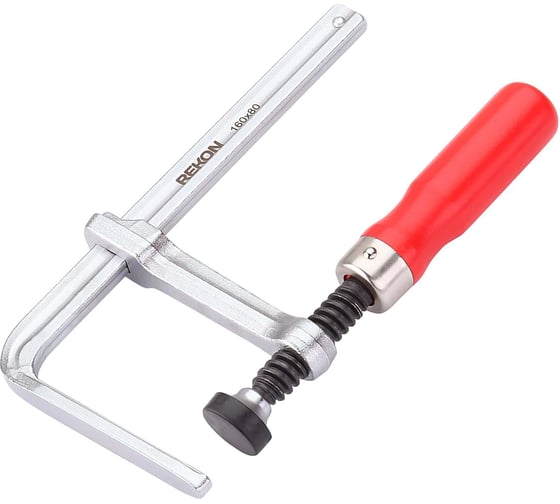 Изображение товара Цельнометаллическая струбцина для направляющих шин REKON RFG6-160-80 с деревянной рукояткой 058506