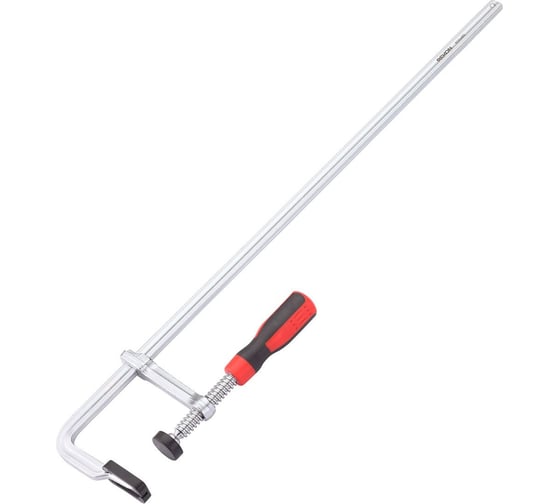 Изображение товара Цельнометаллическая струбцина с защитными колпачками REKON RF07-600-80 с эргономичной рукояткой из пластика 058210