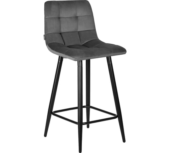 Изображение товара Стул полубарный DOBRIN OLIVIA (цвет сиденья темно-серый велюр (108-91), черные матовые ножки) LML-8078-1_B-M_V-108-91
