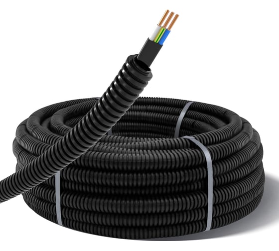 Изображение товара Кабель TDM ELECTRIC ВВГ-Пнг(А)-LS 3х1,5ок(N,PE)-0,66 ГОСТ в гофрированной трубе ПНД d16 черная (50 м) SQ0140-1001