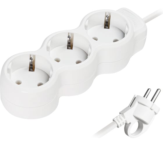 Изображение товара Удлинитель Smartbuy New, 3 гнезда 1,5 метра 16А/3,5кВт с заземлением ПВС 3x1,0 мм² SBE-16-3-1.5m-Z