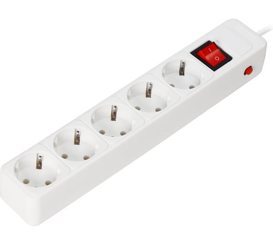 Изображение товара Сетевой фильтр Smartbuy 16А, 3500 Вт, 5 гнезд, без защитные шторки, с заземлением, ПВС 3x1.0 мм², 1,8 м, белый SBSP-5-18-W