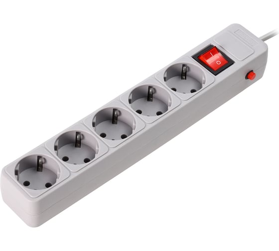 Изображение товара Сетевой фильтр Smartbuy 16А, 3500 Вт, 5 гнезд, без защитные шторки, с заземлением, ПВС 3x1.0 мм², 3 м, серый SBSP-5-30-G