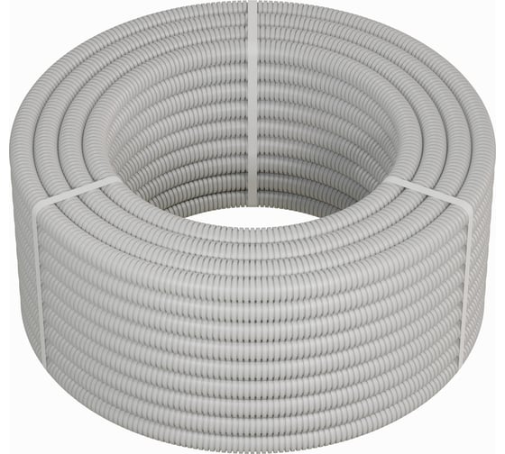 Изображение товара Гофрированная труба Экопласт HFFR, тяжелая, с зондом, т/г, диаметр 32 мм, цвет серый 21132HFR