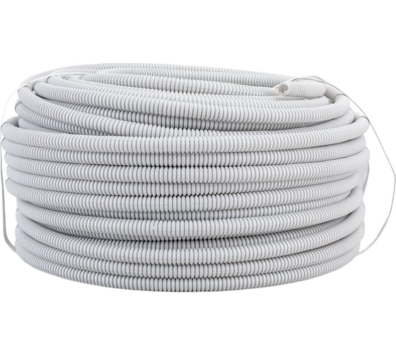 Изображение товара Гофрированная труба Экопласт ПНД легкая, с зондом, диаметр 20 мм, цвет серый 20120HF-GR