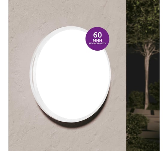 Изображение товара Cветодиодный светильник Geniled потолочный накладной настенный Orbita c блоком аварийного питания БАП круглый белый 08970_em1