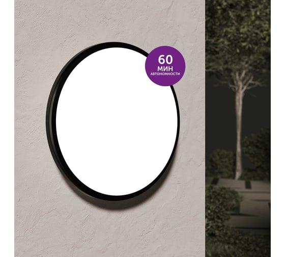 Изображение товара Cветодиодный светильник Geniled потолочный накладной настенный Orbita c блоком аварийного питания БАП круглый черный 08970_black_em1