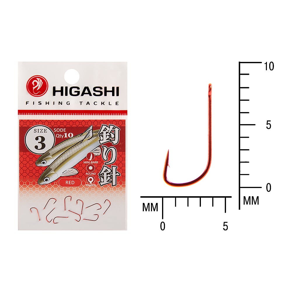 Изображение товара Крючок HIGASHI Sode ringed 3 Red 03674 10 шт надежное металлическое крепление