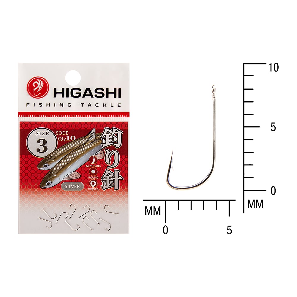 Изображение товара Крючок HIGASHI Sode ringed #3 Silver 03675 металлический упаковка 10 шт
