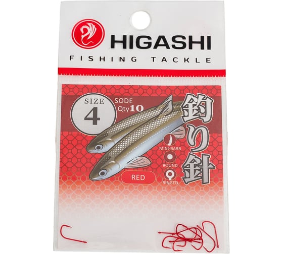 Изображение товара Крючок HIGASHI Sode ringed #4 Red 04075