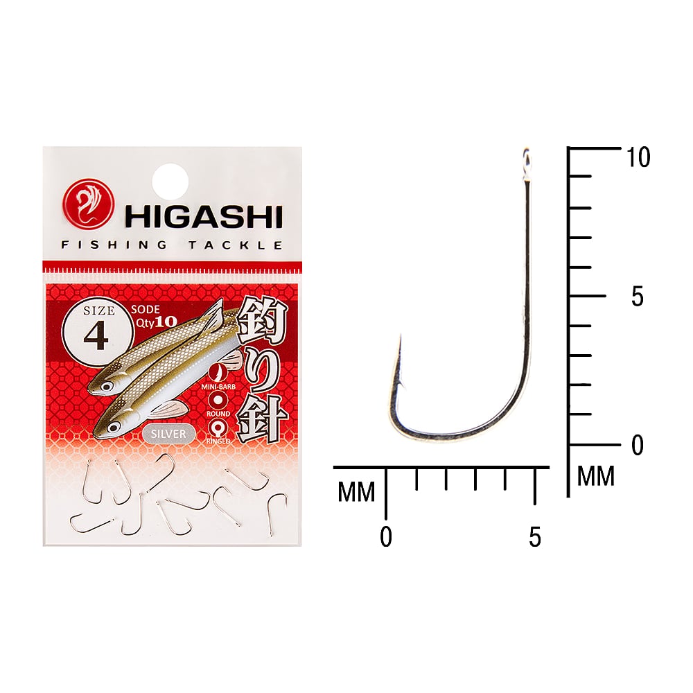 Изображение товара Металлический крючок HIGASHI Sode ringed #4 Silver 04076 прослужит долго и надежно