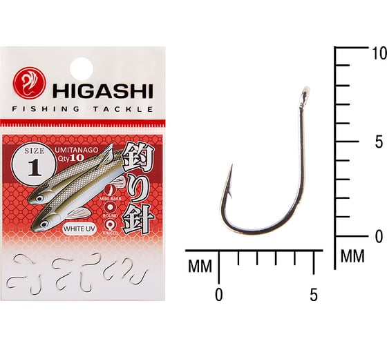 Изображение товара Крючок HIGASHI Umitanago ringed #1 White UV 03695