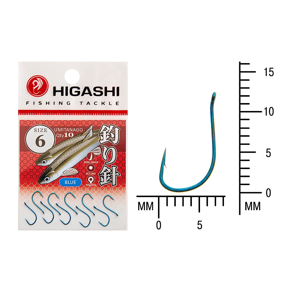 Изображение товара Крючок рыболовный HIGASHI Umitanago #6 Blue 01353, 10 шт, металл