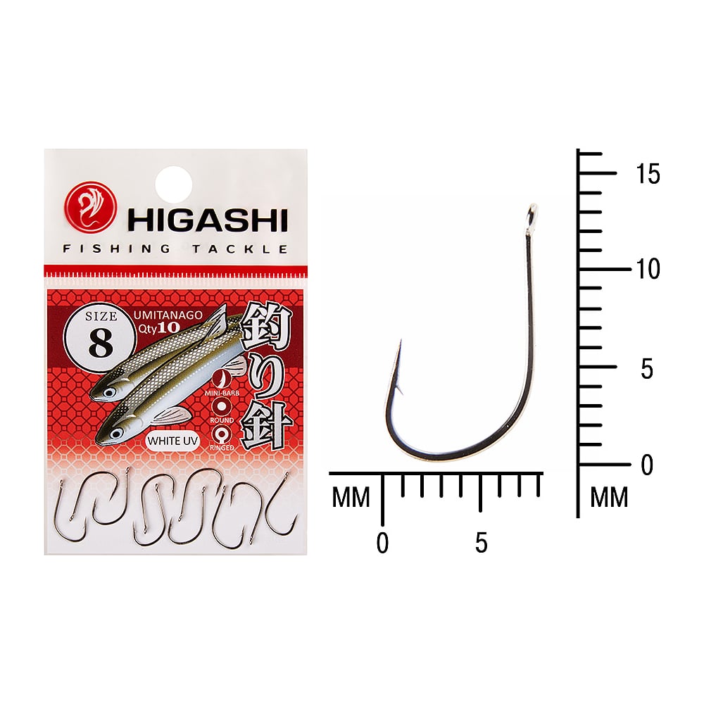 Крючок HIGASHI Umitanago ringed #8 White UV 01356