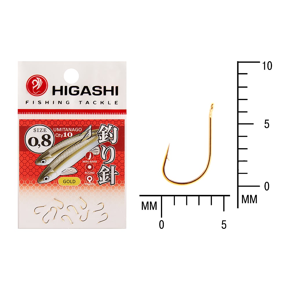 Изображение товара Крючок HIGASHI Umitanago ringed #0,8 Gold 03685 - 10 шт