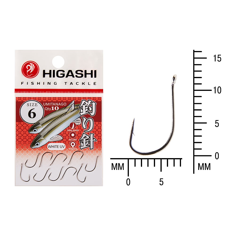 Изображение товара Рыболовные крючки HIGASHI Umitanago ringed #6 White UV 01352, 10 шт, металл