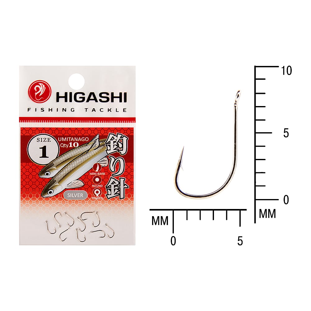 Изображение товара Крючок HIGASHI Umitanago ringed #1 Silver 03694 10 штук для организации