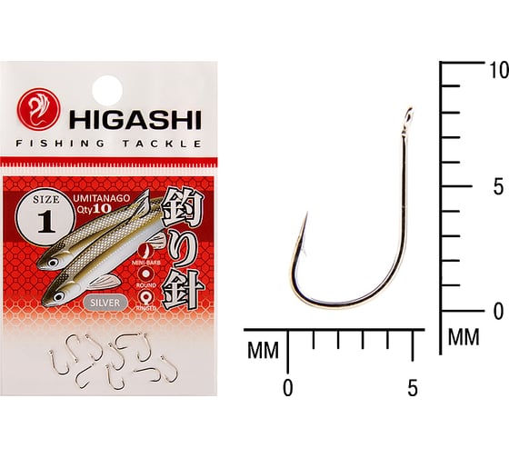 Изображение товара Крючок HIGASHI Umitanago ringed #1 Silver 03694