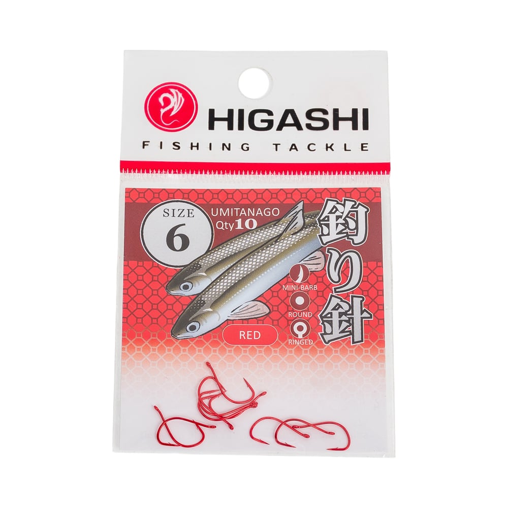 Изображение товара Крючок рыболовный HIGASHI Umitanago #6 Red 01351 10 шт
