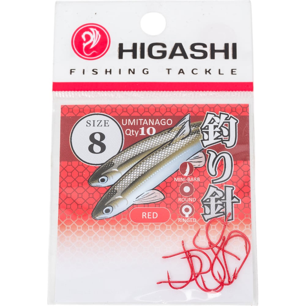 Изображение товара Крючок HIGASHI Umitanago ringed #8 Red 01355 для рыбалки
