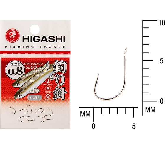 Изображение товара Крючок HIGASHI Umitanago ringed #0,8 Silver 03688