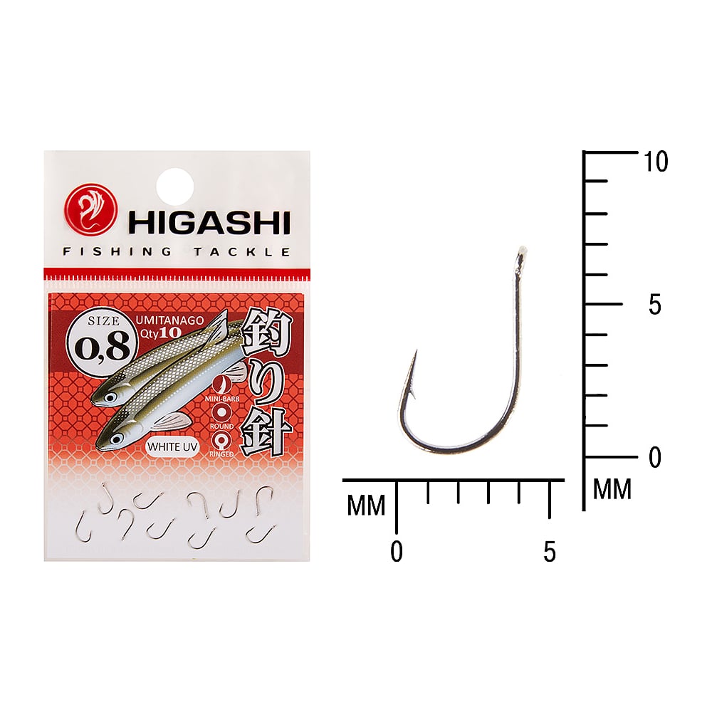 Изображение товара Рыболовный крючок HIGASHI Umitanago ringed 0,8 White UV 10 шт