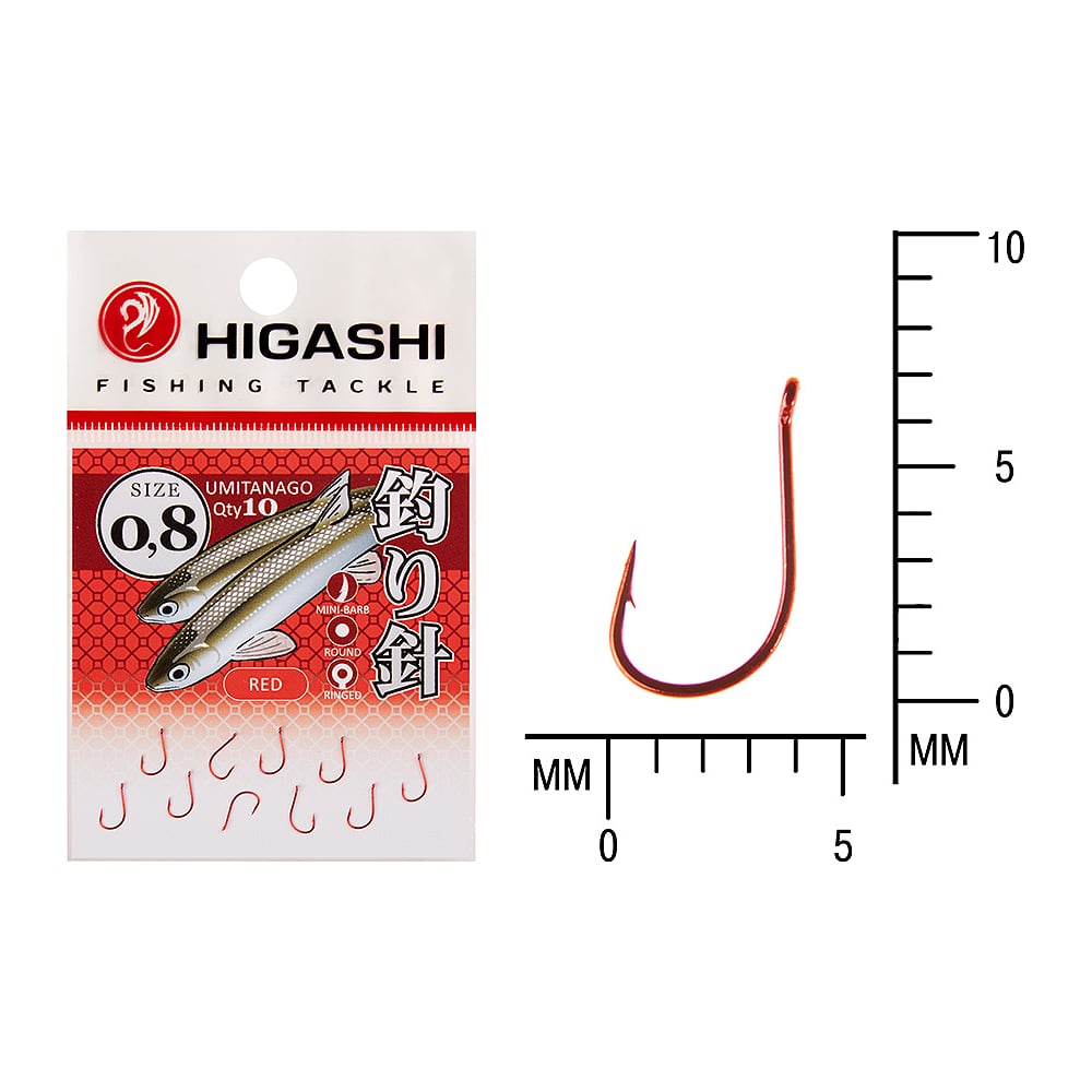Изображение товара Крючок HIGASHI Umitanago ringed #0,8 Red 03687