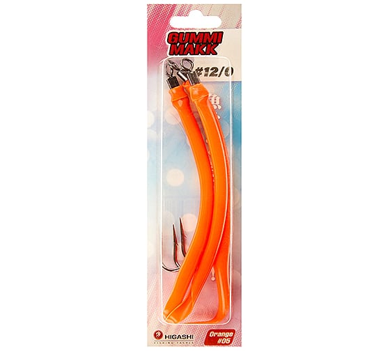 Изображение товара Крючок оснащенный кембриком HIGASHI Gummi Makk #12/0 (set-3pcs), #05 Orange 00634_3139